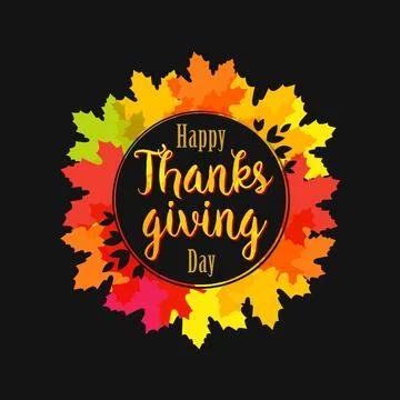 Thanks giving maple dark square card Stock Illustration