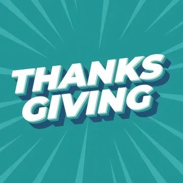 Thanks giving text with bold 3d effect on blue background Ilustración de archivo