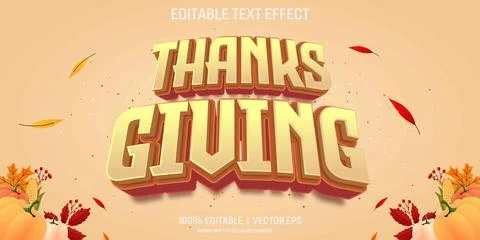 Thanks giving vector 3d text effect with modern style design Illustration
