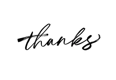 Thanks hand drawn black vector modern calligraphy. Stock Illustration