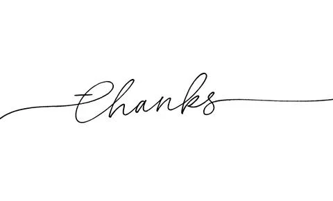 Thanks hand drawn vector line black calligraphy. Stock Illustration