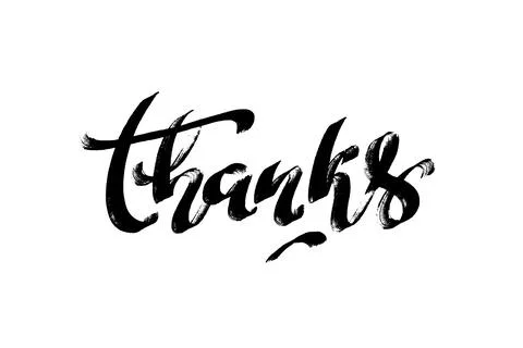 Thanks hand drawn vector modern calligraphy. Thank you handwritten bold let.. Stock Illustration