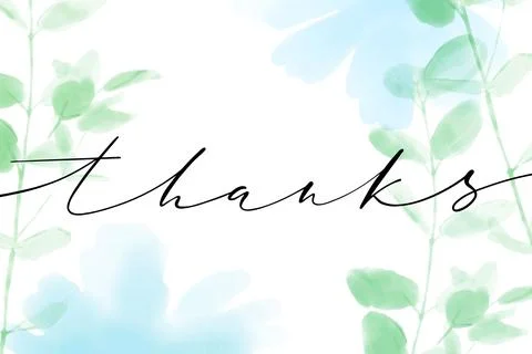 Thanks horizontal vector card. Hand drawn greetings lettering. Modern thin sc Stock Illustration