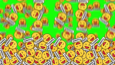 Thanks icons falling animation on green screen transition background Stock Footage 313860232