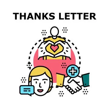 Thanks letter document receiving gratitude and appreciation Stock Illustration