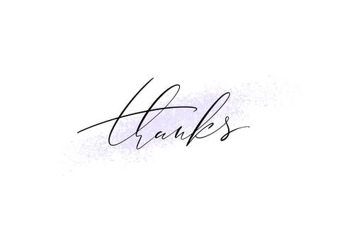 Thanks thin hand written text on texture brush stroke on white background. Ca Stock Illustration