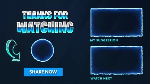 Thanks for watching blue glowing background. Youtube end screen 1920x1080 Stock Footage 201328860