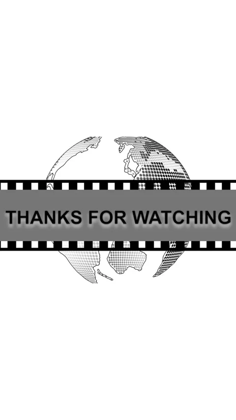 Thanks for Watching Message with a Wireframe Globe and Grey Film Strip Bord.. Stock Footage 337463005