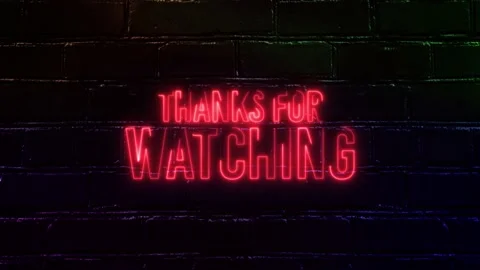 Thanks for Watching Neon Glow Text on Brick Background Stock Footage 200851168