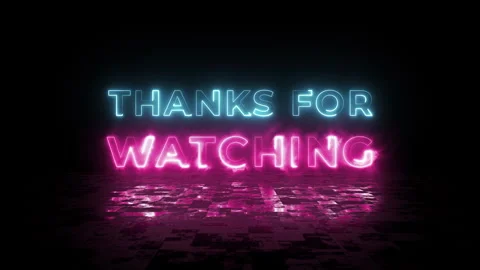 Thanks For Watching Neon text typography animation 4k video Stock Footage 278914553