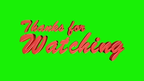 Thanks for Watching Red 3D Render Text Animation on Green Background Stock Footage 231334435