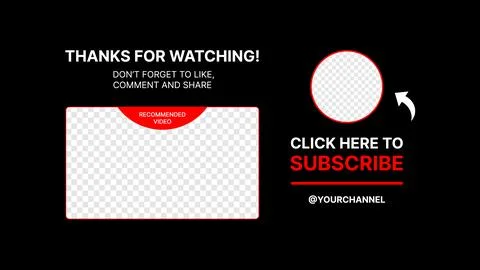 Thanks For Watching Template with Subscribe button and Nickname Spot. Put Your Stock Illustration