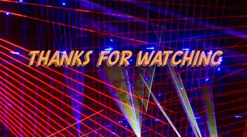 THANKS FOR WATCHING text . bright light background Stock Illustration
