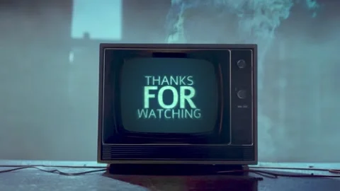 Thanks For Watching Text on Retro VHS TV Screen with Glitch Effect Stock Footage 341691744