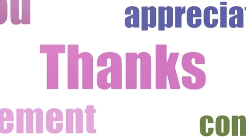 Thanks Wordcloud Animated Isolated On White Video stock 103097098