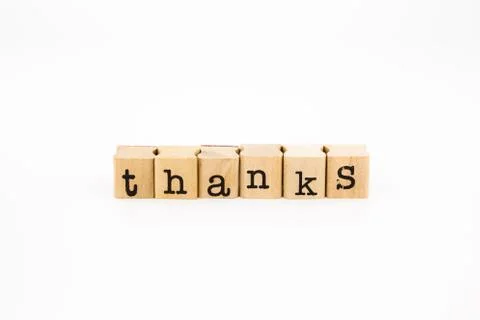 Thanks wording isolate on white background Stock Photos