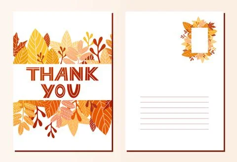 Thanksgiv vector postcard with thank you lettering Stock Illustration