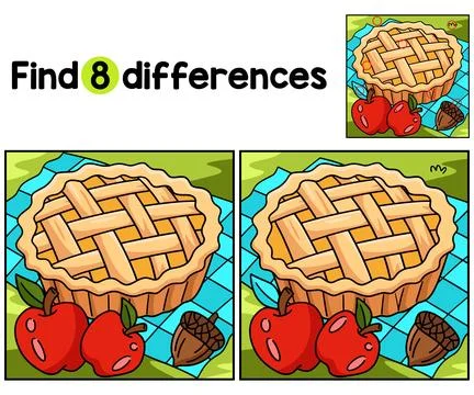 Thanksgiving Apple Pie Find The Differences Stock Illustration