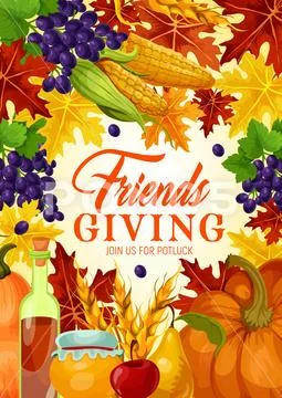 Thanksgiving autumn holiday, Friendsgiving vector Stock Illustration