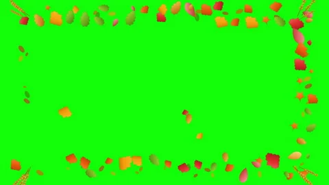 Thanksgiving autumn leaf border greenscreen Stockbeeldmateriaal 345764832