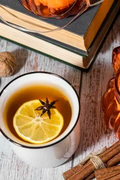 Thanksgiving background, composition with pumpkins, dry autumn leaves, candles Stock Photos