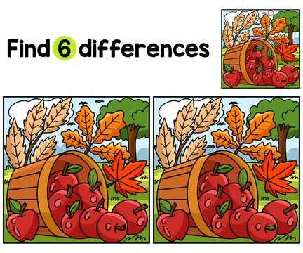 Thanksgiving Basket Apple Find The Differences Stock Illustration