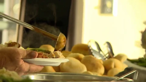 Thanksgiving buffet dinner Stock Footage 81606114