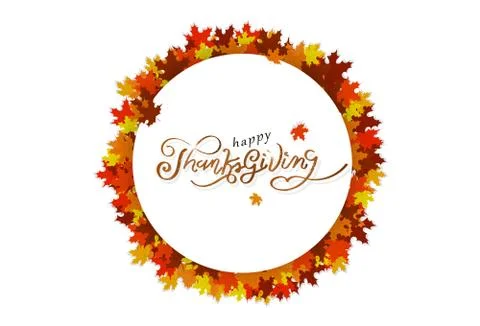 Thanksgiving calligraphy message, circle frame banner logo poster, happiness Illustrazione stock