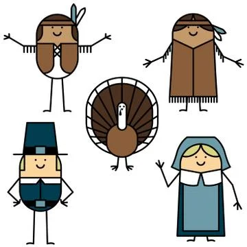 Thanksgiving characters Stock Illustration