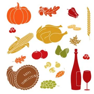 Thanksgiving colorful elements. 스톡 일러스트