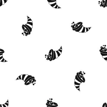 Thanksgiving cornucopia pattern seamless black Stock Illustration