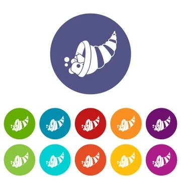 Thanksgiving cornucopia set icons Stock Illustration