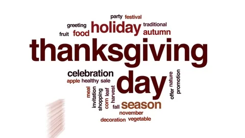 Thanksgiving day animated word cloud, text design animation. Stock Footage