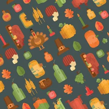 Thanksgiving day pattern on grey background.eps Stock Illustration