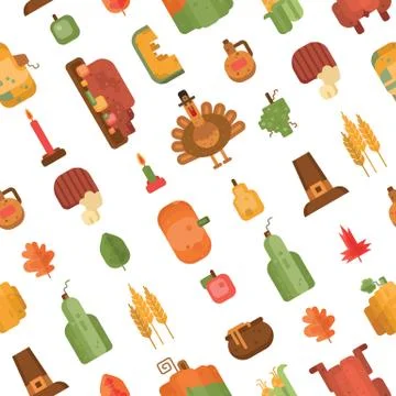 Thanksgiving day pattern on white background.eps Stock Illustration