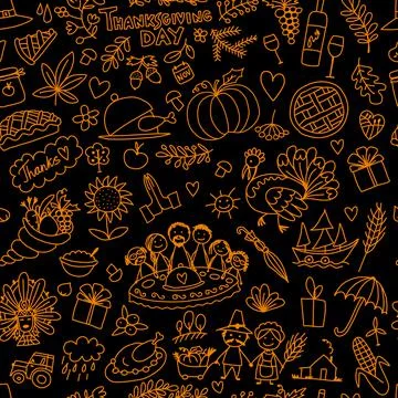 Thanksgiving day, seamless pattern for your design Stock Illustration