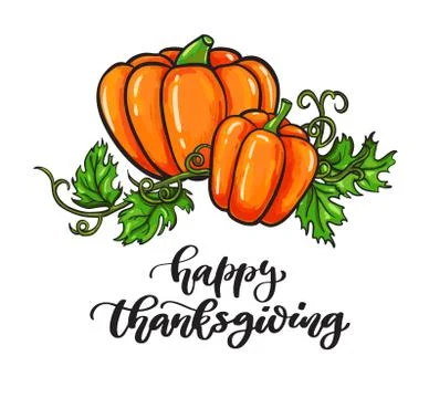 Thanksgiving day vector card with handwritten lettering. Decorat Stock Illustration