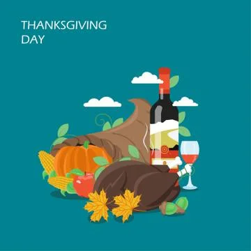 Thanksgiving Day vector flat style design illustration Stock Illustration