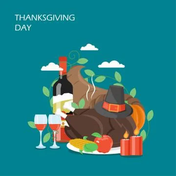 Thanksgiving Day vector flat style design illustration Stock Illustration