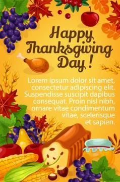 Thanksgiving day vector greeting poster Stock Illustration
