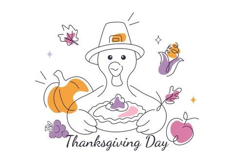 Thanksgiving Day Vector Illustration featuring Festive Turkey Characters wi.. Stock Illustration
