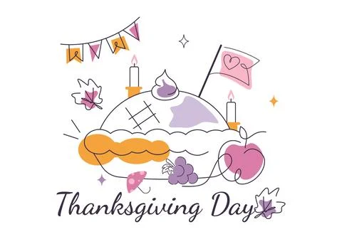 Thanksgiving Day Vector Illustration featuring Festive Turkey Characters wi.. Stock Illustration