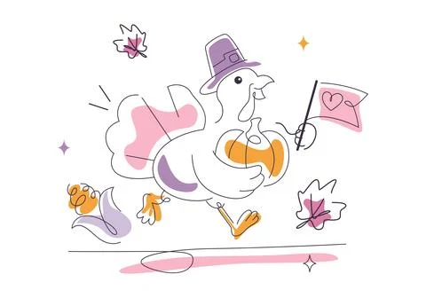 Thanksgiving Day Vector Illustration featuring Festive Turkey Characters wi.. Stock Illustration