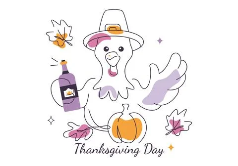 Thanksgiving Day Vector Illustration featuring Festive Turkey Characters wi.. Stock Illustration