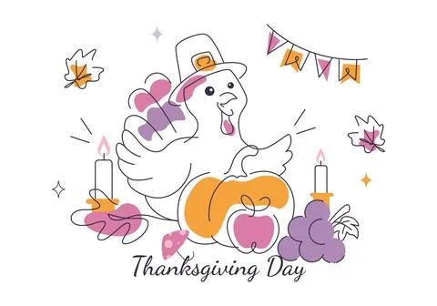 Thanksgiving Day Vector Illustration featuring Festive Turkey Characters wi.. Stock Illustration