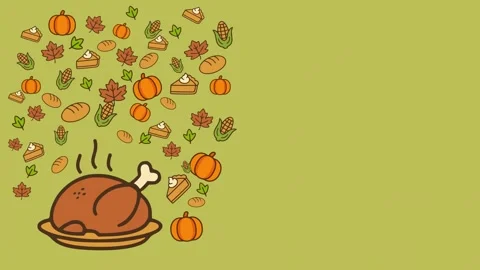 Thanksgiving Dinner and Autumn Patterned Elements Stock Footage 326915022