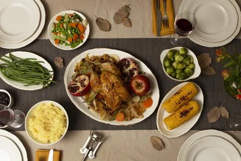 The thanksgiving dinner assortment table Stock Photos