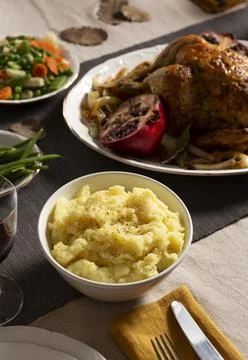 The thanksgiving dinner assortment table Stock Photos