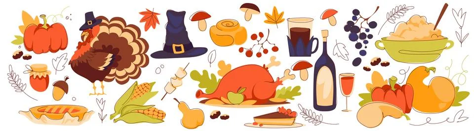 Thanksgiving dinner collection イラスト素材