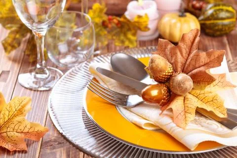 Thanksgiving dinner decoration. Stock Photos